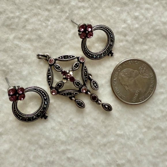Costume Jewelry Set with Pink Stone, NOS - Picture 3 of 3
